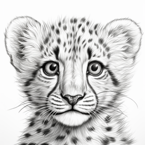 Close-Up Cheetah Face Coloring Sheets 2