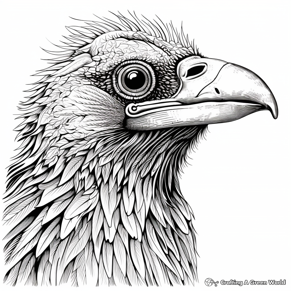 Close-up Detailed Raven Head Coloring Pages 1