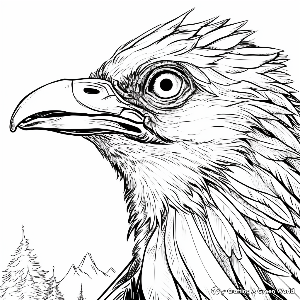 Close-up Detailed Raven Head Coloring Pages 4