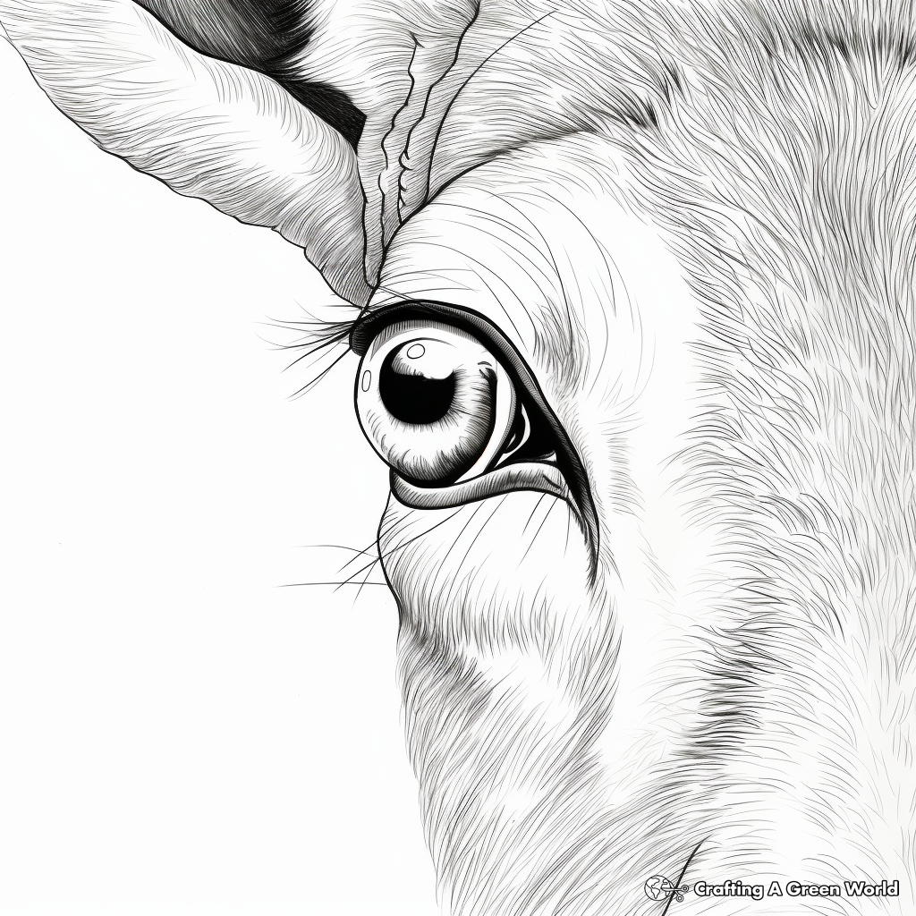 Close-Up of White Tailed Deer's Eye Coloring Page 1