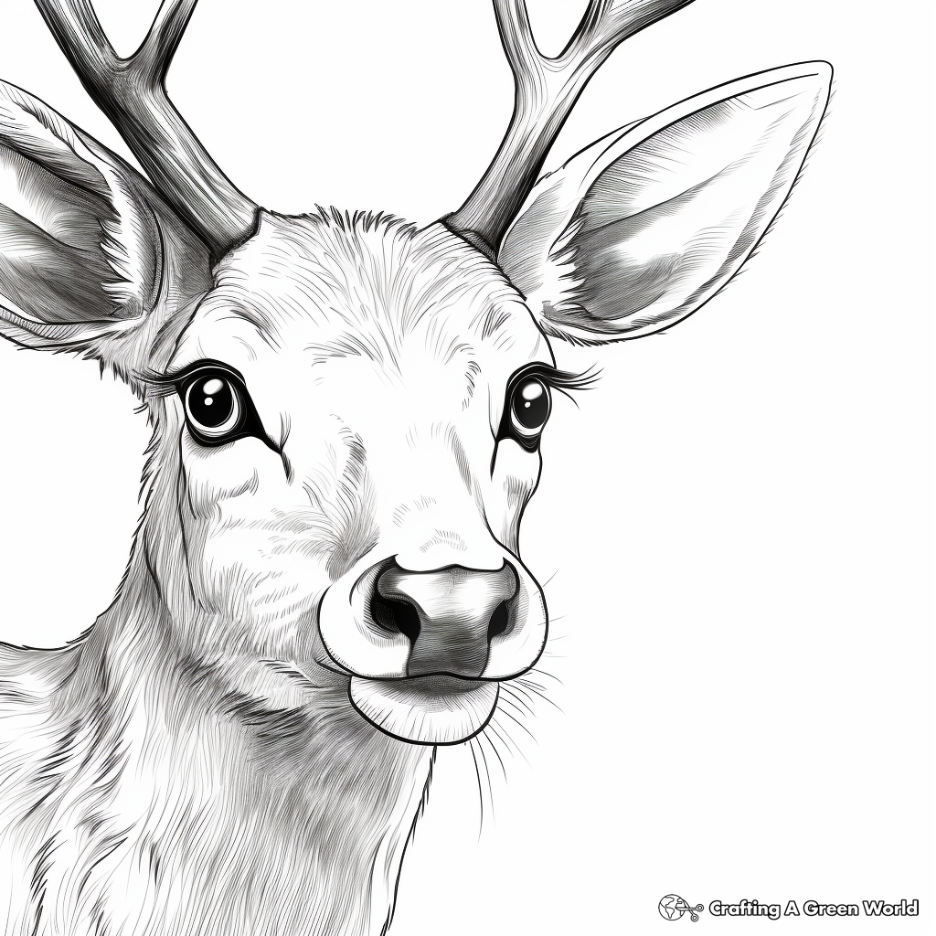 Close-Up of White Tailed Deer's Eye Coloring Page 2
