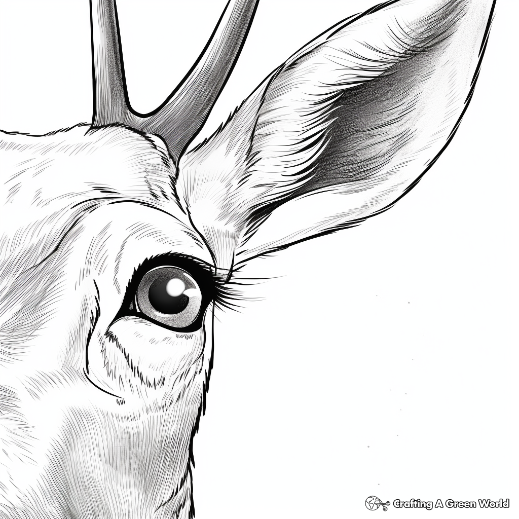 Close-Up of White Tailed Deer's Eye Coloring Page 3