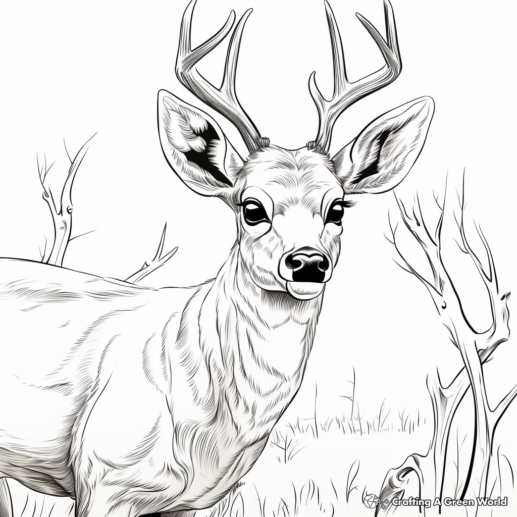 Close-Up of White Tailed Deer's Eye Coloring Page 4