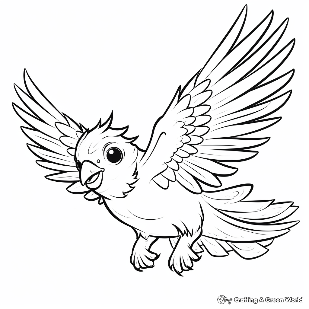 Cockatiel in Flight Coloring Pages for children 1