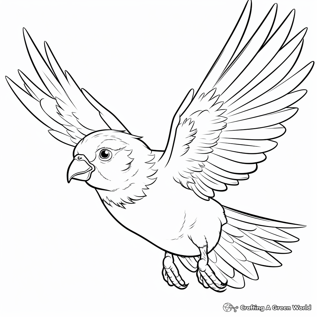Cockatiel in Flight Coloring Pages for children 2