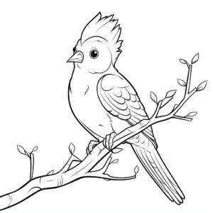 Cockatiel Perching on a Branch Coloring Pages 3