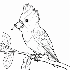 Cockatiel Sipping Nectar Coloring Pages 1