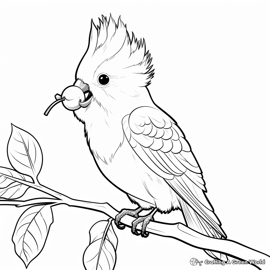 Cockatiel Sipping Nectar Coloring Pages 1