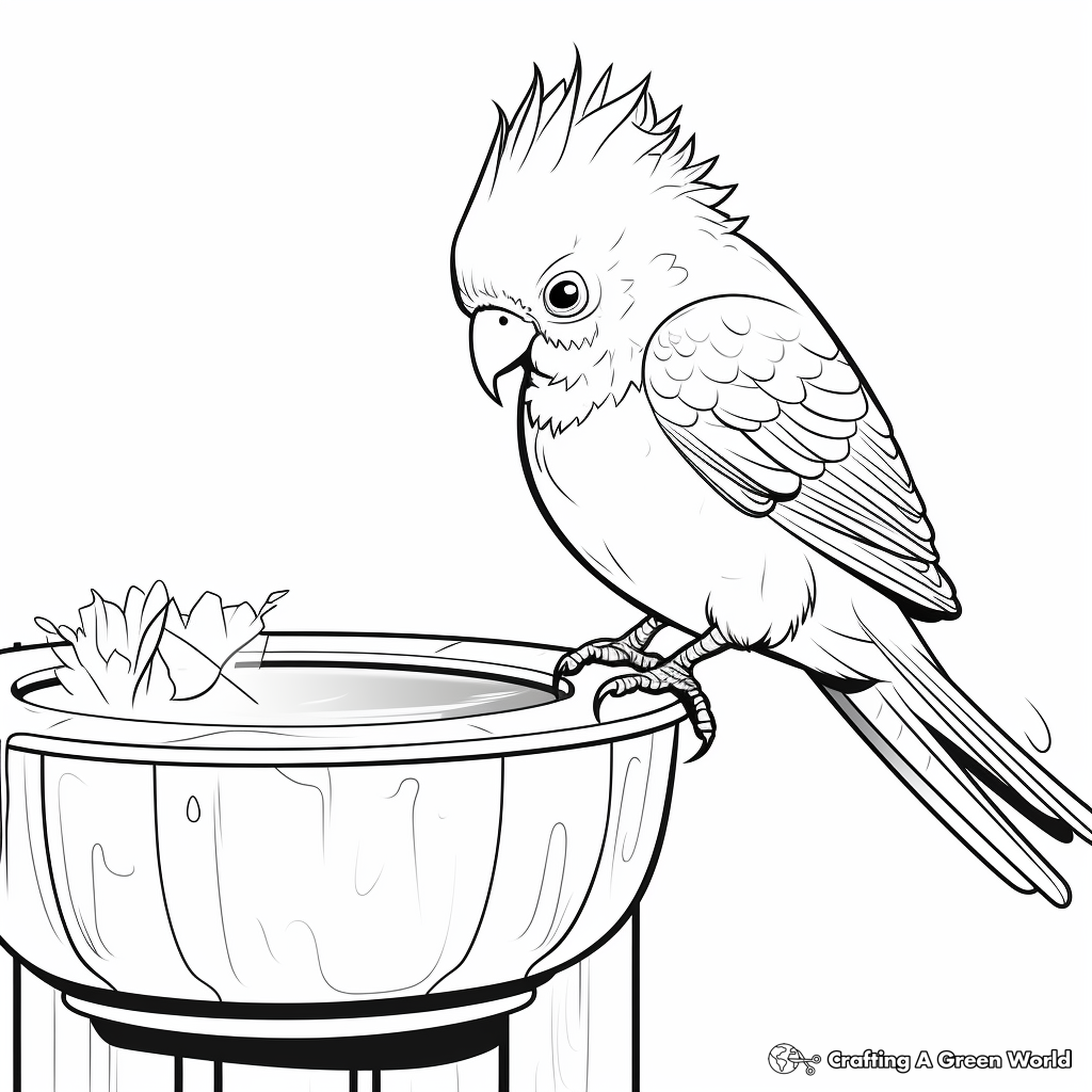 Cockatiel Sipping Nectar Coloring Pages 2