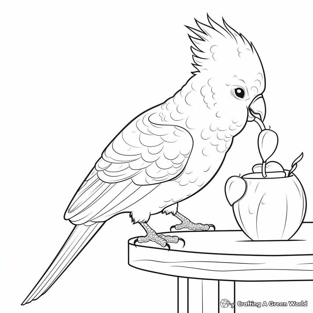 Cockatiel Sipping Nectar Coloring Pages 3