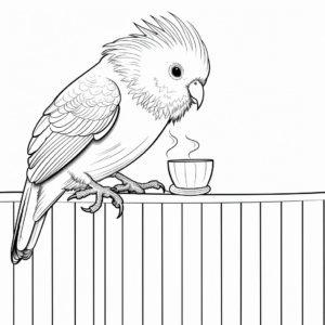Cockatiel Sipping Nectar Coloring Pages 4