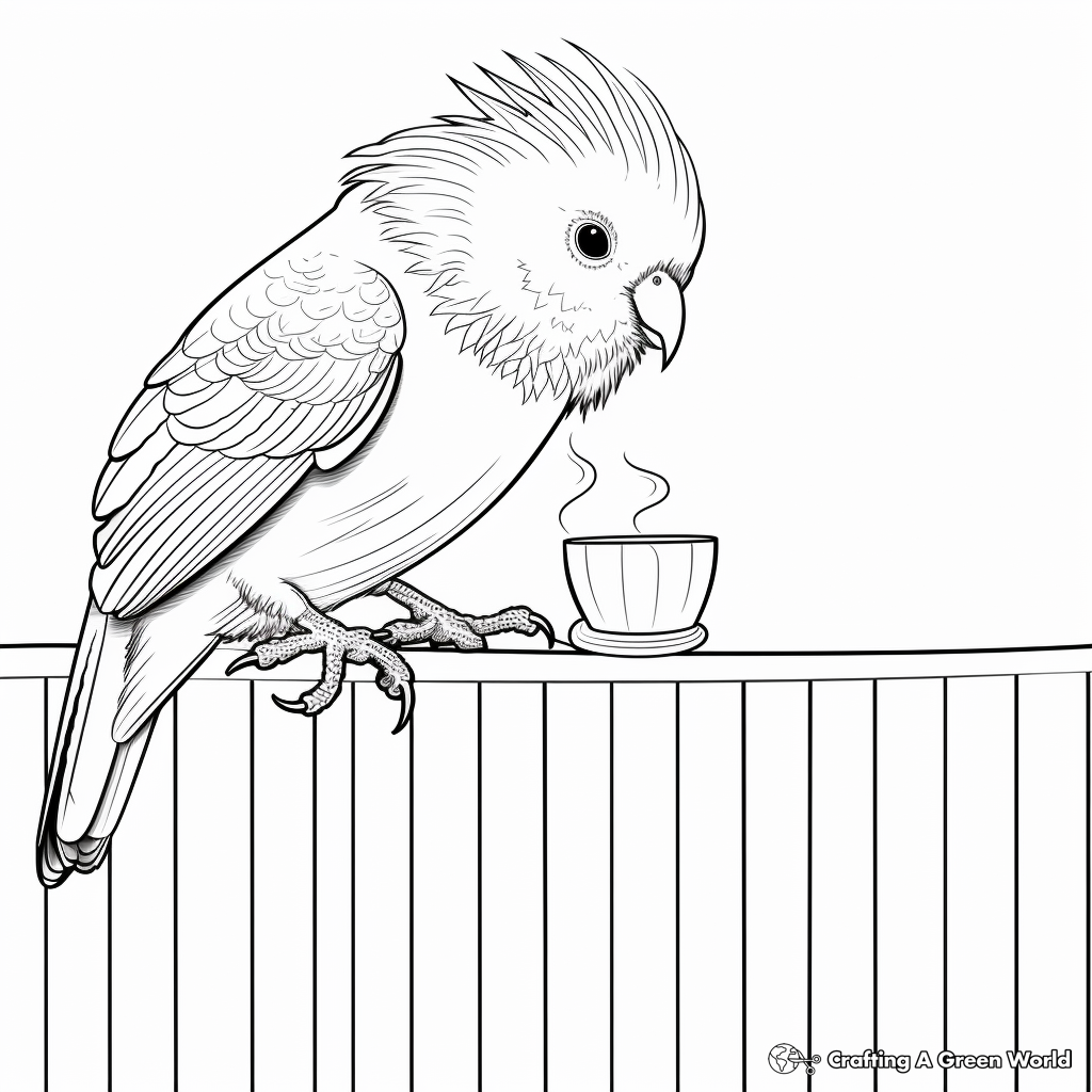 Cockatiel Sipping Nectar Coloring Pages 4