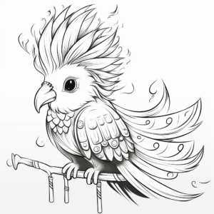 Cockatiel with Ornate Feathers Coloring Pages 1