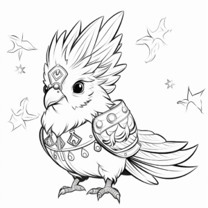 Cockatiel with Ornate Feathers Coloring Pages 2