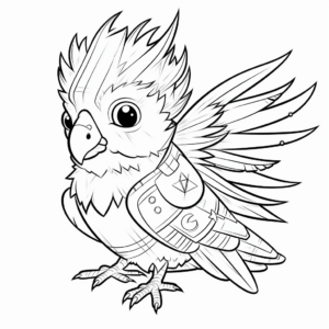 Cockatiel with Ornate Feathers Coloring Pages 3