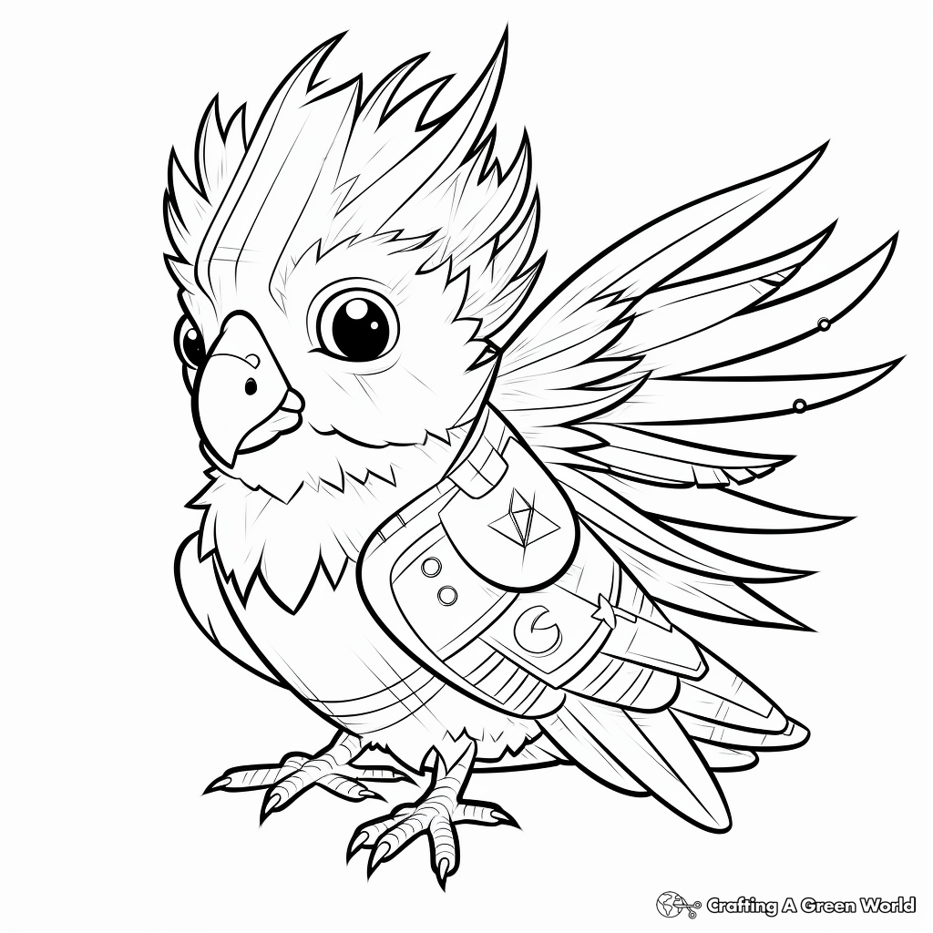 Cockatiel with Ornate Feathers Coloring Pages 3