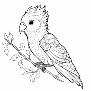 Cockatiel with Ornate Feathers Coloring Pages 4