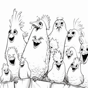 Cockatoo Party: Multiple Cockatoo Species Coloring Pages 1