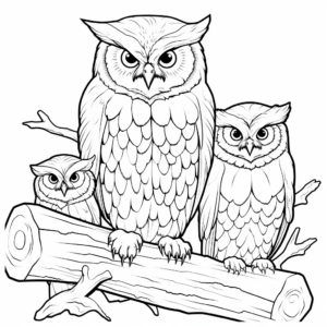 Color & Learn: Saw-whet Owl Family Coloring Pages 3