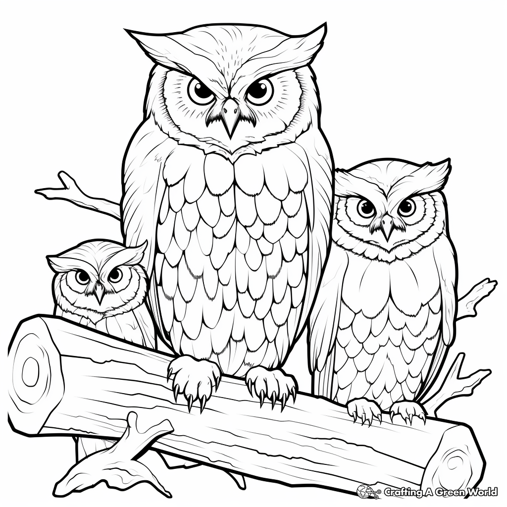 Color & Learn: Saw-whet Owl Family Coloring Pages 4