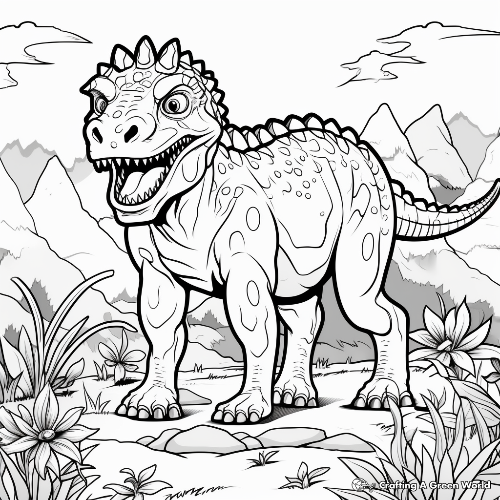 Color and Learn: Carnotaurus Facts Coloring Pages 1