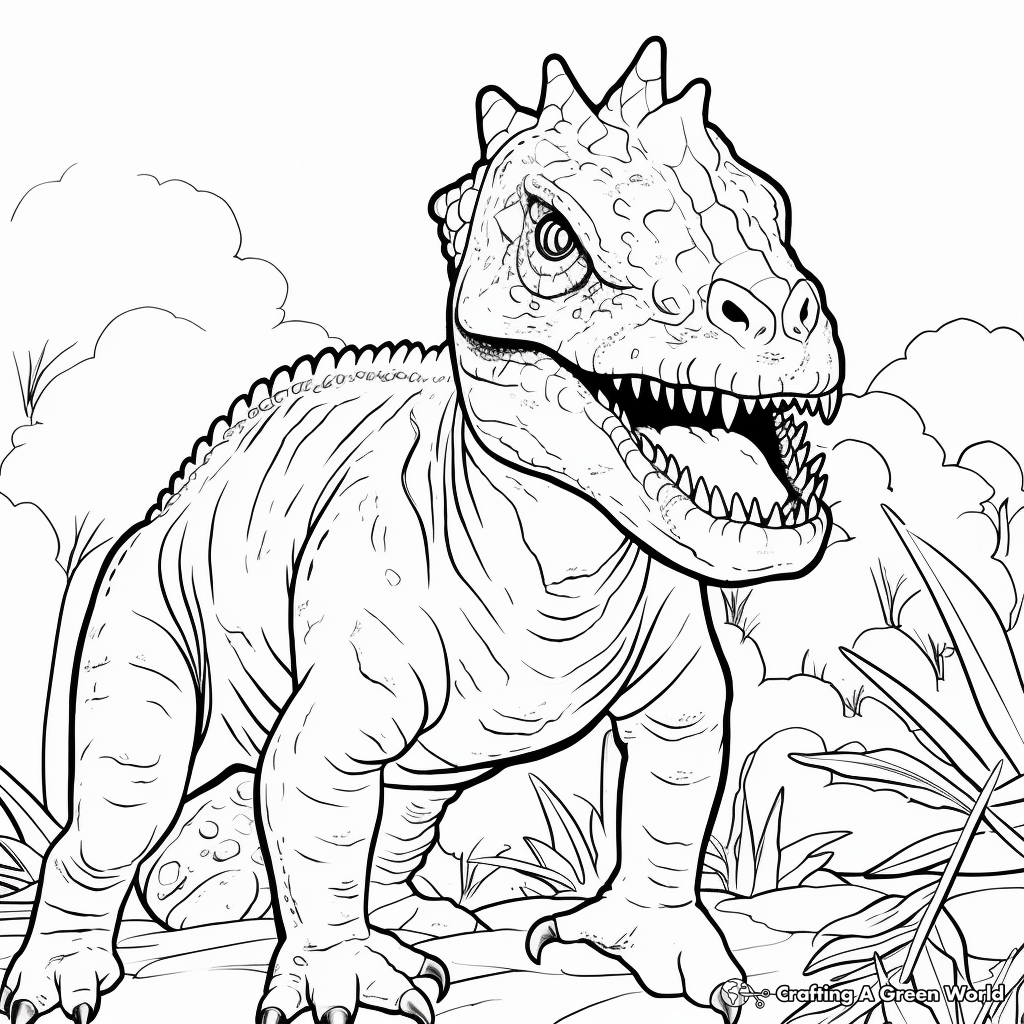 Color and Learn: Carnotaurus Facts Coloring Pages 3