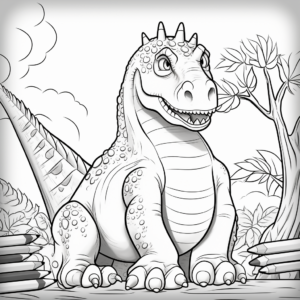 Color and Learn: Fact-filled Iguanodon Coloring Pages 2