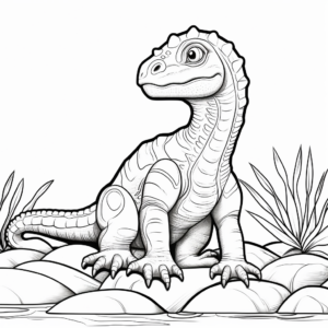 Color and Learn: Fact-filled Iguanodon Coloring Pages 4