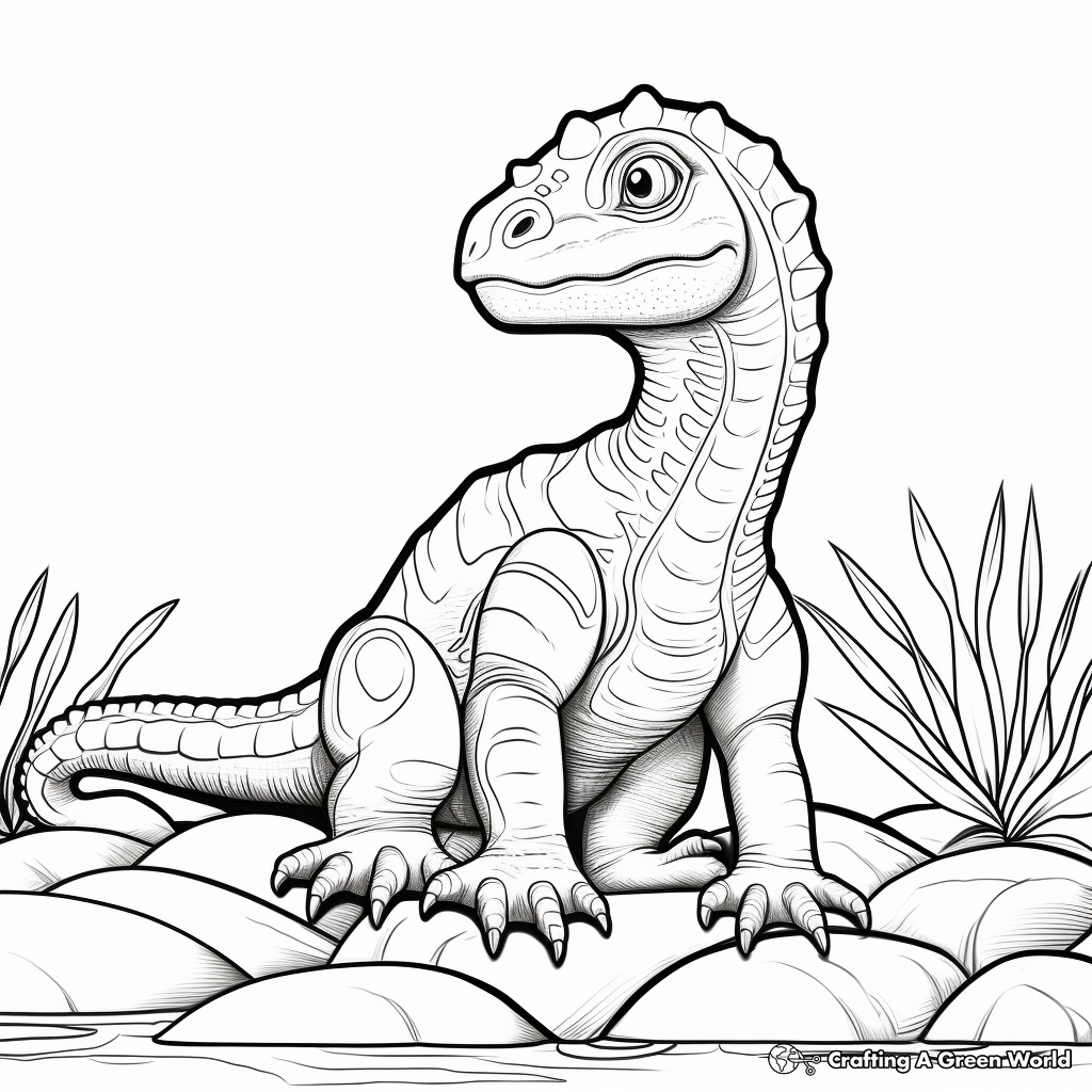 Color and Learn: Fact-filled Iguanodon Coloring Pages 3