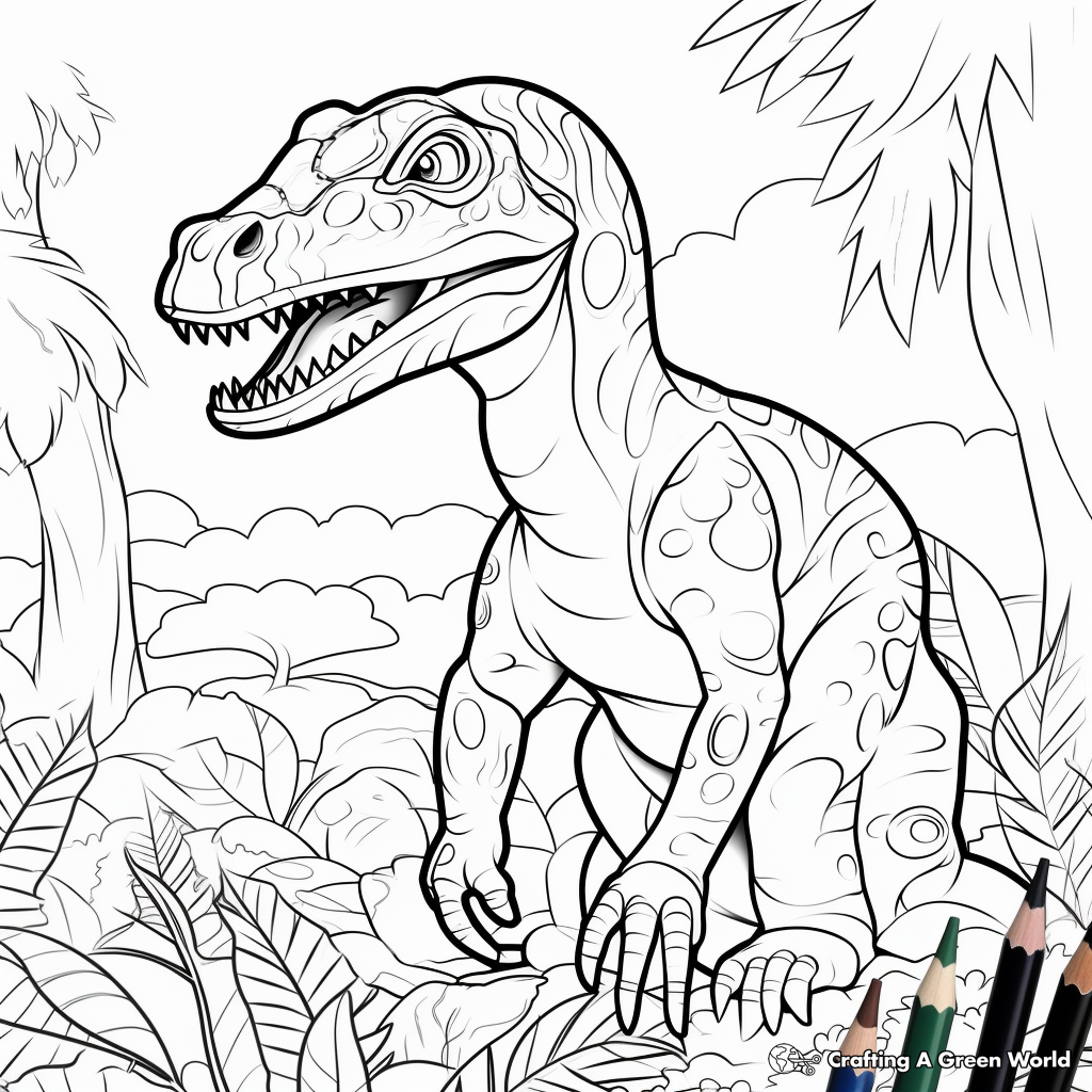 Color by Number Allosaurus Coloring Pages 2