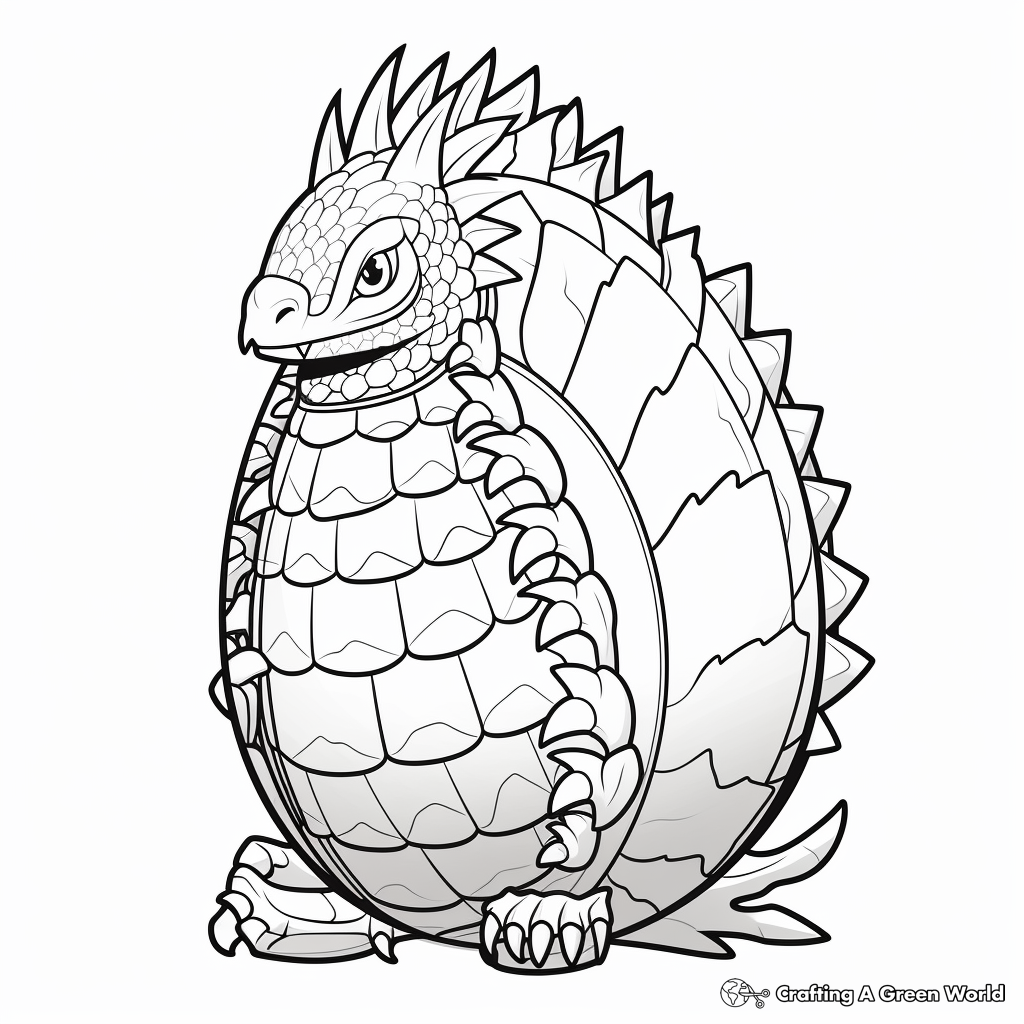 Color-By-Number Ankylosaurus Egg Coloring Pages 1