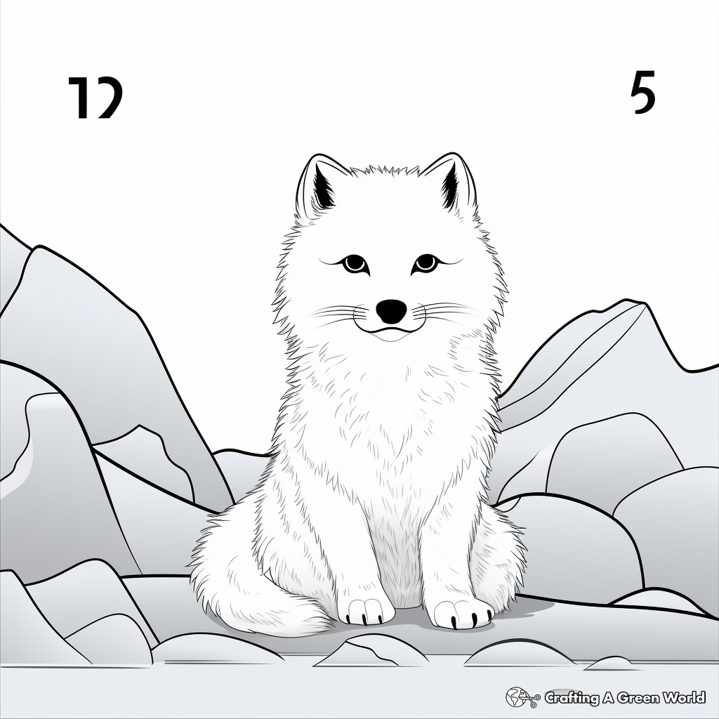 Color-by-Number Arctic Fox Coloring Pages 1