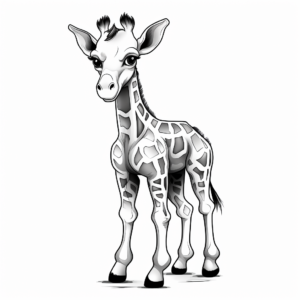Color by Number Giraffe Coloring Pages for Young Children 1