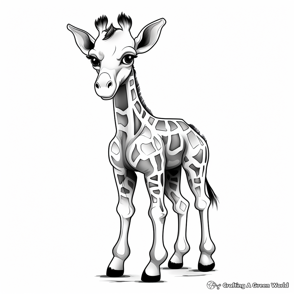Color by Number Giraffe Coloring Pages for Young Children 1