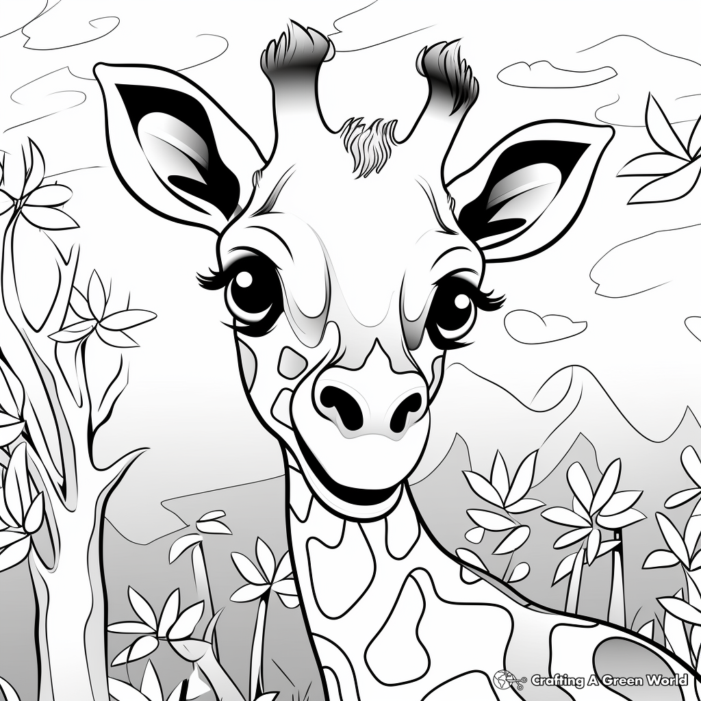 Color by Number Giraffe Coloring Pages for Young Children 2