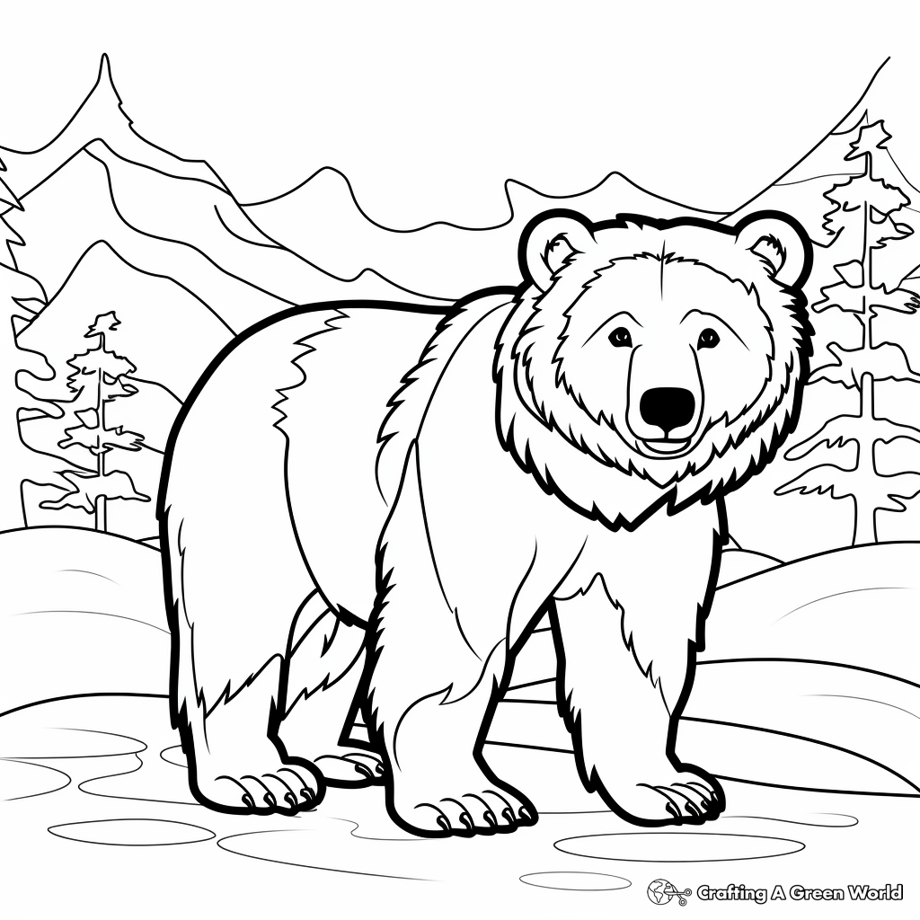 Color-by-Number Grizzly Bear Coloring Pages 1