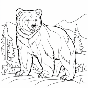 Color-by-Number Grizzly Bear Coloring Pages 2
