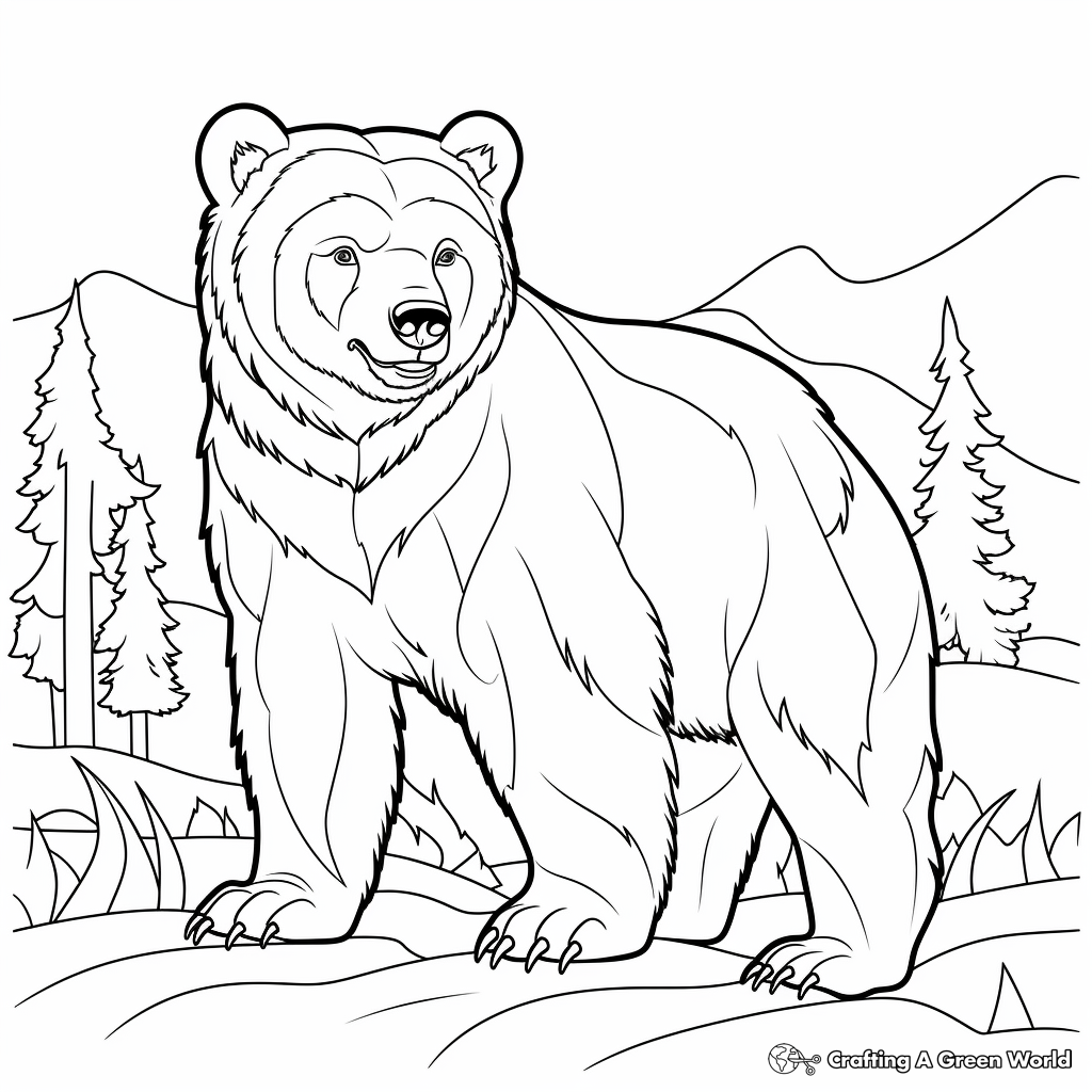 Color-by-Number Grizzly Bear Coloring Pages 2