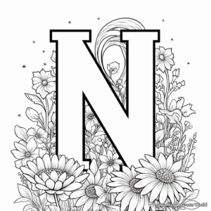 Color-By-Number Letter N Coloring Pages 1
