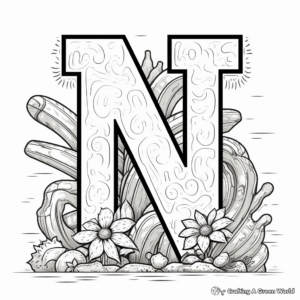 Color-By-Number Letter N Coloring Pages 2