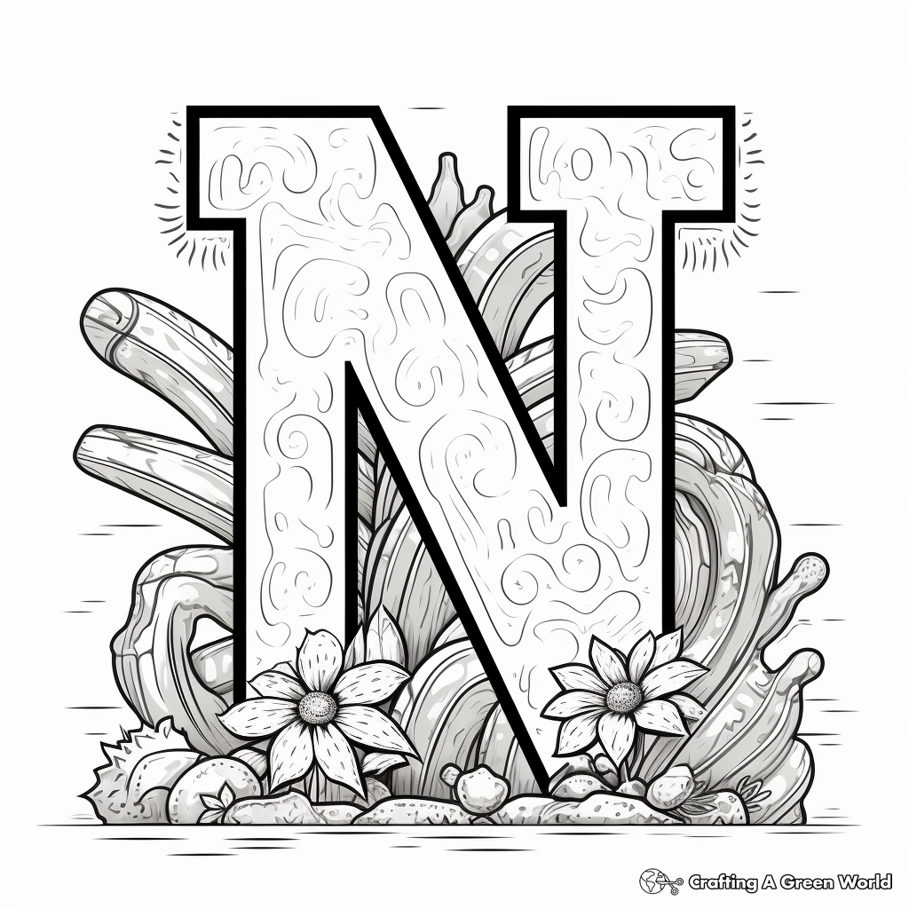 Color-By-Number Letter N Coloring Pages 2