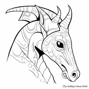 Color-by-Number Parasaurolophus Dinosaur Head Coloring Pages 4