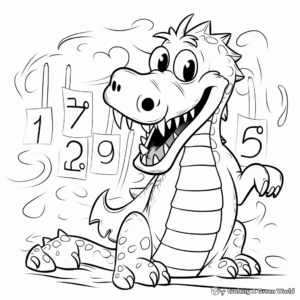 Color by Number Sarcosuchus Coloring Pages 2