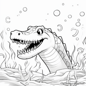 Color by Number Sarcosuchus Coloring Pages 3
