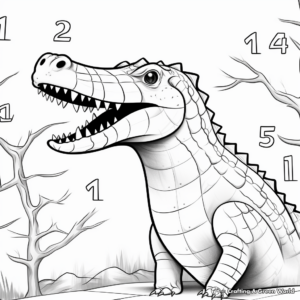 Color by Number Sarcosuchus Coloring Pages 4