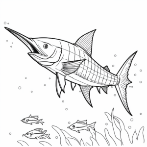 Color-by-Number Swordfish Coloring Pages 1