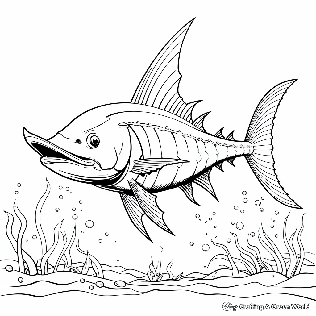 Color-by-Number Swordfish Coloring Pages 3