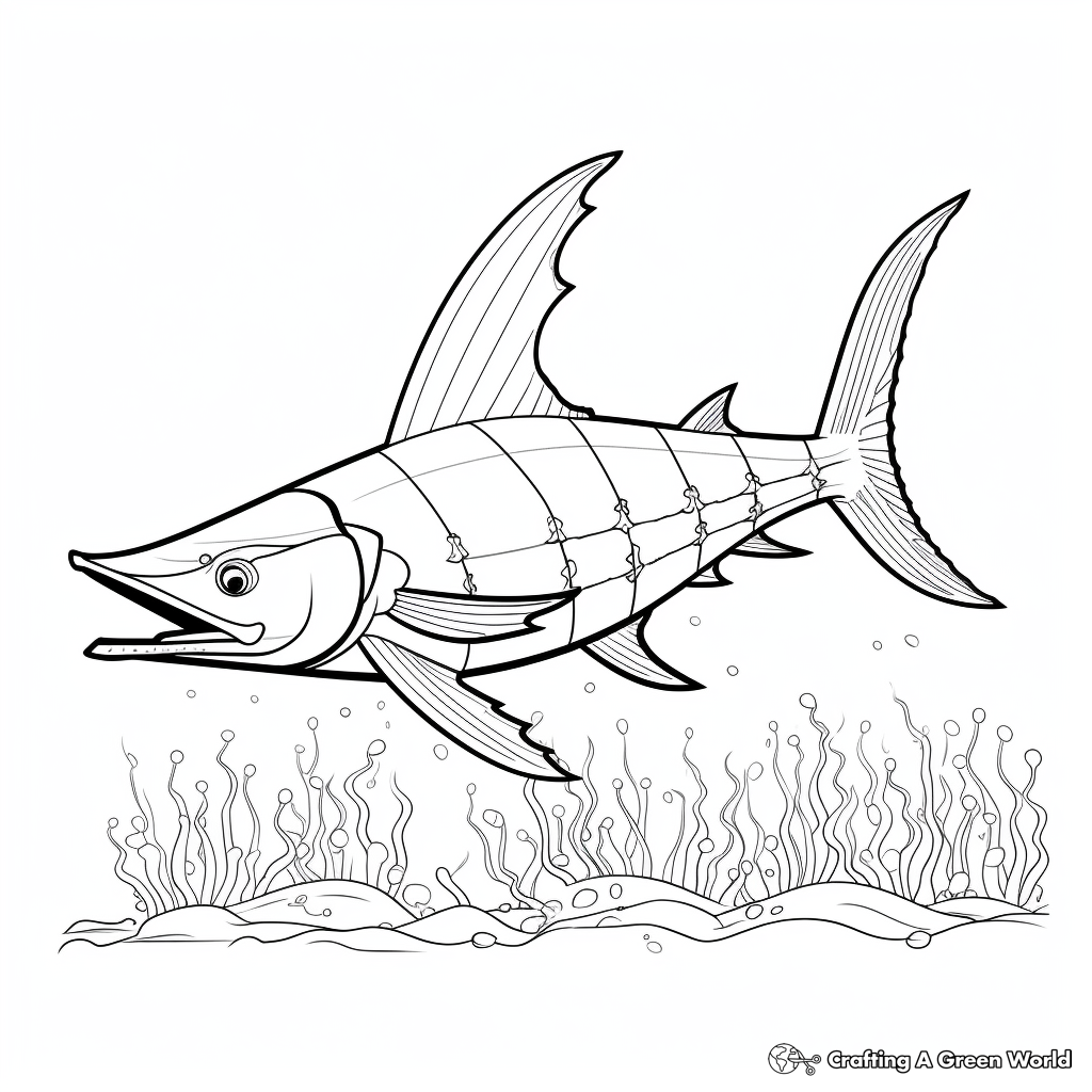 Color-by-Number Swordfish Coloring Pages 4