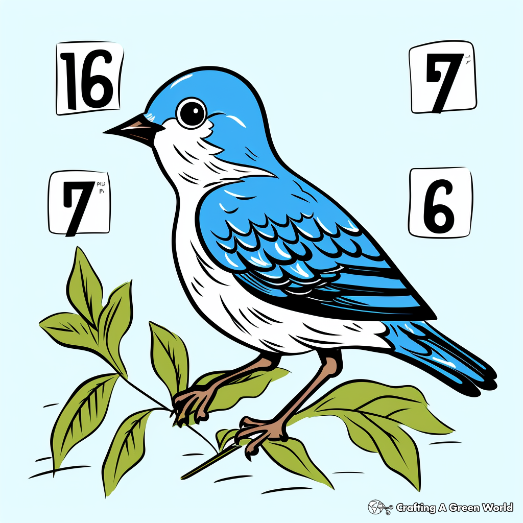 Color by Number: Blue Canary Bird Coloring Pages 1