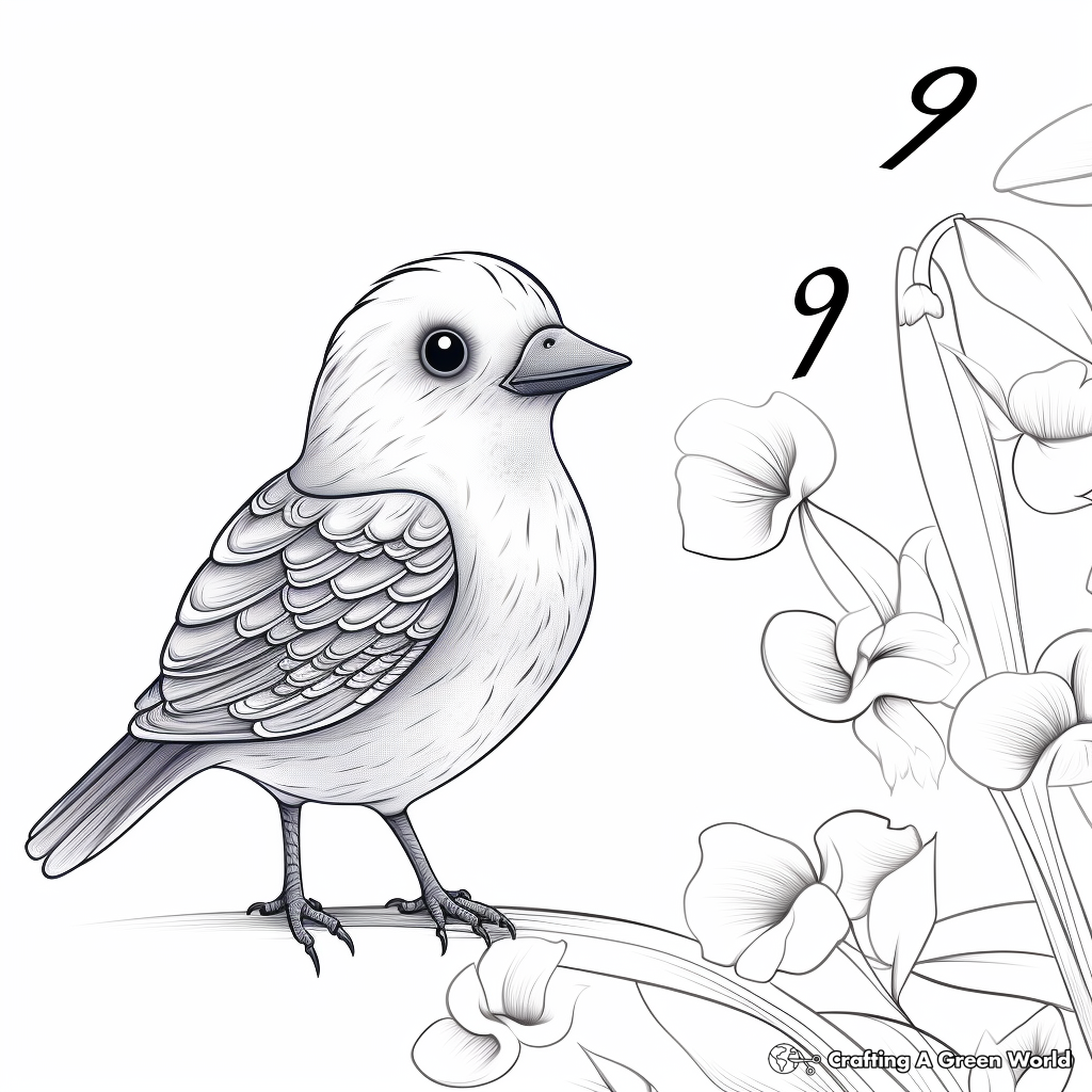 Color by Number: Blue Canary Bird Coloring Pages 2